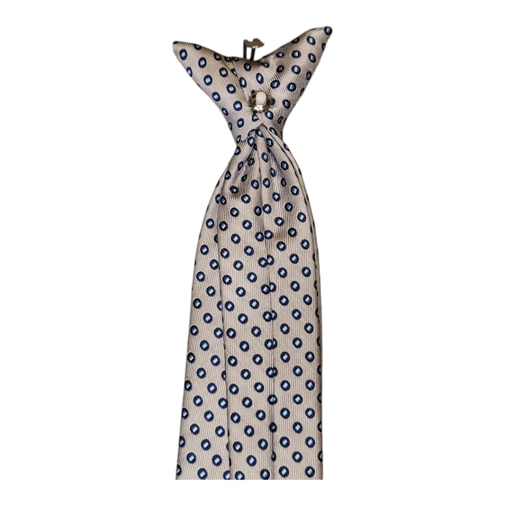 Chaps Boy's Clip-on Tie Gray with Two-Tone Blue Dots
